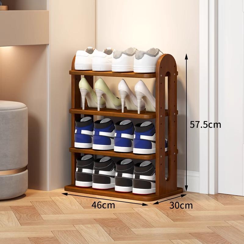 Adjustable Solid Wood Shoe Rack - Slim Entryway Organizer for Small Spaces Multi-Tier Storage Shelf for Dorms/Apartments &Closet
