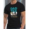 European Size Men'S Plus Size Casual T-Shirt, "Dad Tax" Graphic Print, Crew Neck, Short Sleeve, Knit Fabric, Slight Stretch Summer Top