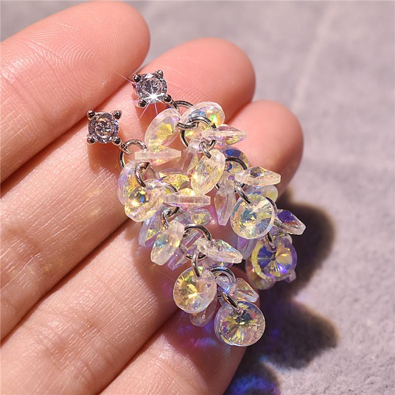 Hochwertiger Ohrring aus 925er Sterlingsilber für Mädchen, Schmuck, trendiger Kristall, mehrere Pailletten, langer Ohrring für Frauen, silberne Tropfenohrringe