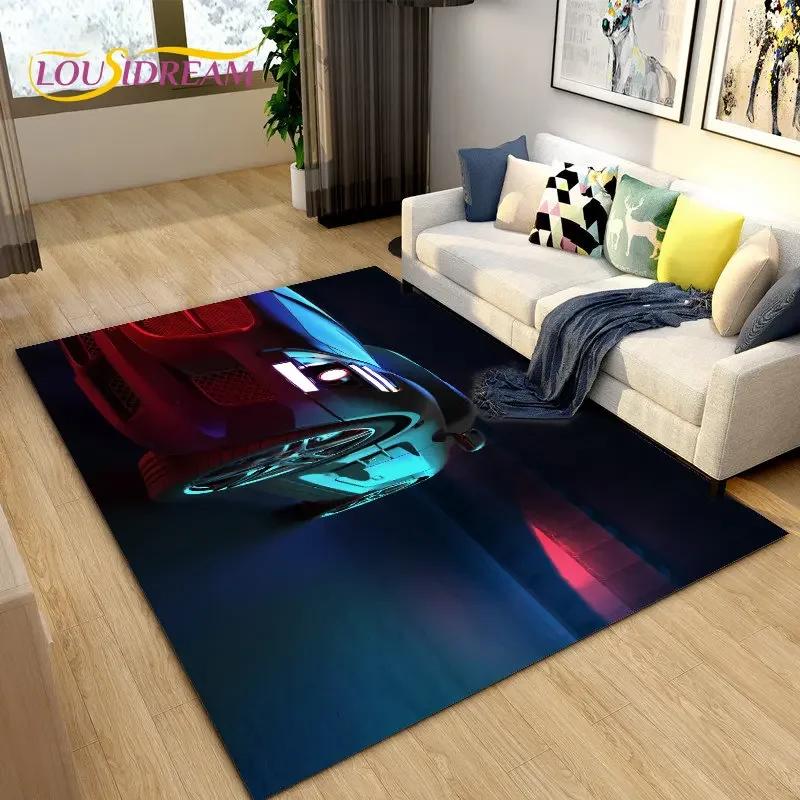 Nový 3D koncept sportovního auta Kobercová rohož, Kobercová rohož do obývacího pokoje Ložnice Pohovka Dekorace Vstupní rohožka, Dětská hrací protiskluzová podlahová rohož