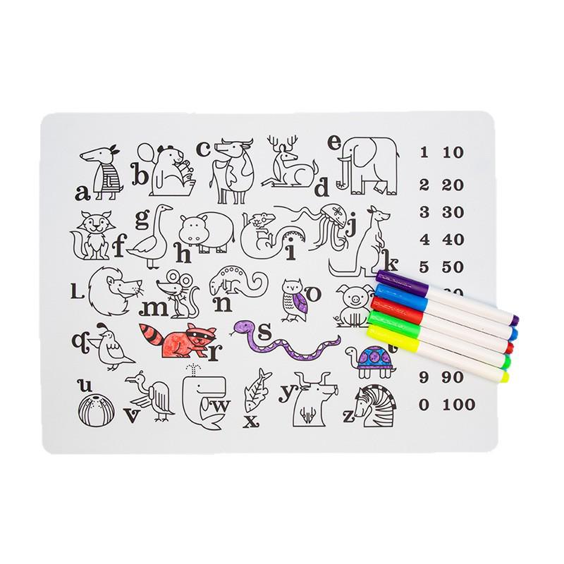 Children's Silicone Graffiti & Coloring Mat - Non-slip, Heat-resistant Animal & Number Pattern Mat