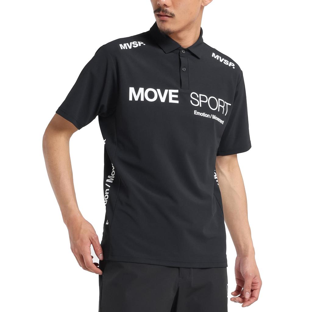 Move Sports Short Sleeve Polo UV Training BK00 Men's Shirt, DESCENTE, Protection, Sweat-Wicking, Quick-Drying, Stretch, Sunscreen, Shirt, (ST5SHSZ1MB)