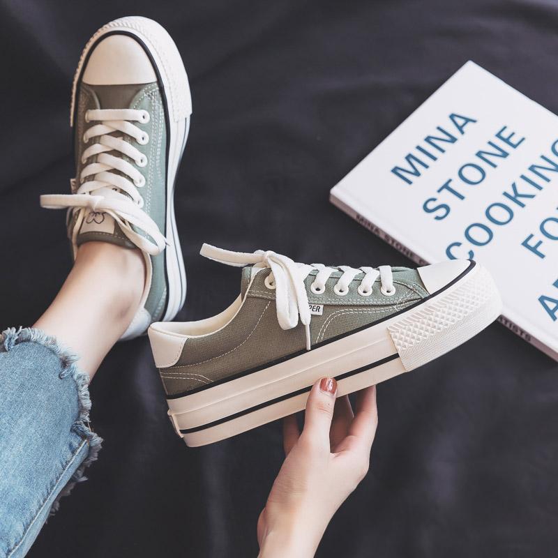 Summer Platform White Canvas Shoes New Casual Board Shoes Cloth Shoes