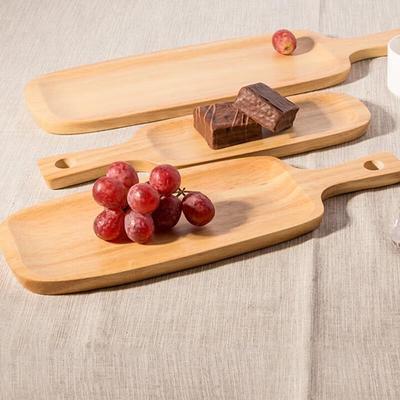 Rectangular Wooden Serving Tray with Handles, 35x10cm (2-Pack)