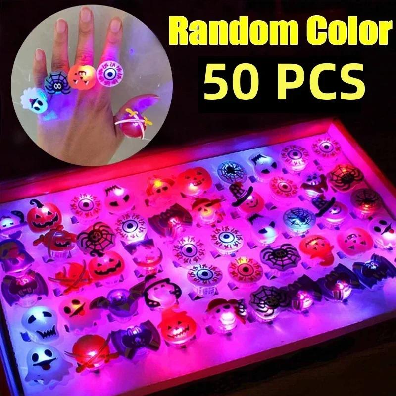 Светящиеся кольца на Хэллоуин Креативные тыква призрак череп светодиодные для детей кольца на палец игрушки светильники украшения подарки на вечеринку