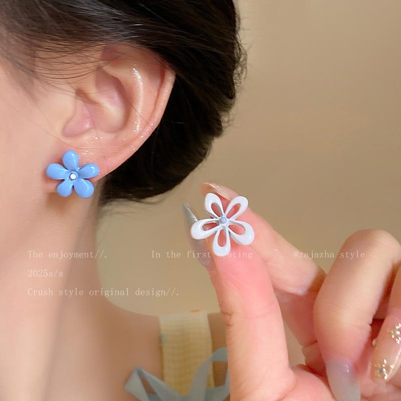 Dopamine yellow flower earrings women s summer design high-end stud earrings cute ear jewelry