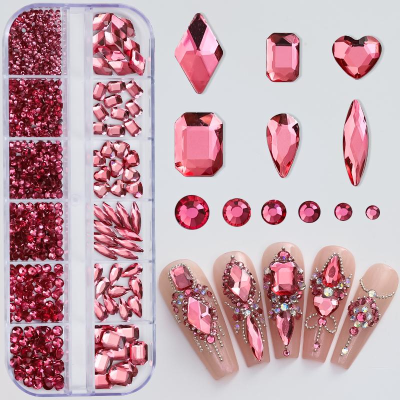 12Grids Nail Rhinestones Luxury Nail Charms Glitter Crystal Jewelry Gems Nail Art Decoration Diy Manicure Rhinestones