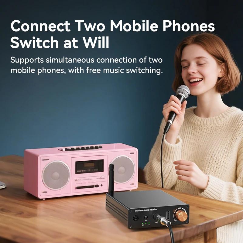 Bluetooth 6.0 Audio Receiver 3.5mm AUX RCA Stereo Wireless Adapter 6.5MM Karaoke USB U-Disk HIFI Lossless Music For Car Speaker