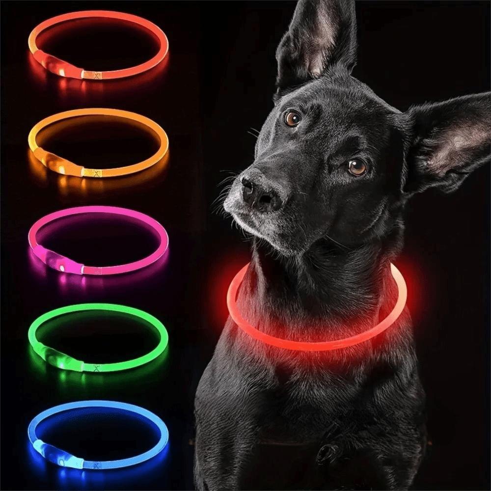 New USB Rechargeable Pet Dog LED Light Collar Luminous Trimmable Dog Fiber Optic Collar Anti-Lost Durable Dog Collar