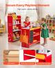 VEVOR Kids Grocery Store Playset, Wooden Play Store with Shopping Bag, Kids Supermarket Pretend Play Toy Set with Conveyor Belt, Scanner