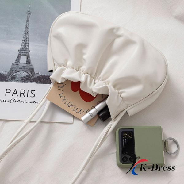 Shirring Long Handle Mini Shoulder Bag (2 Colors)