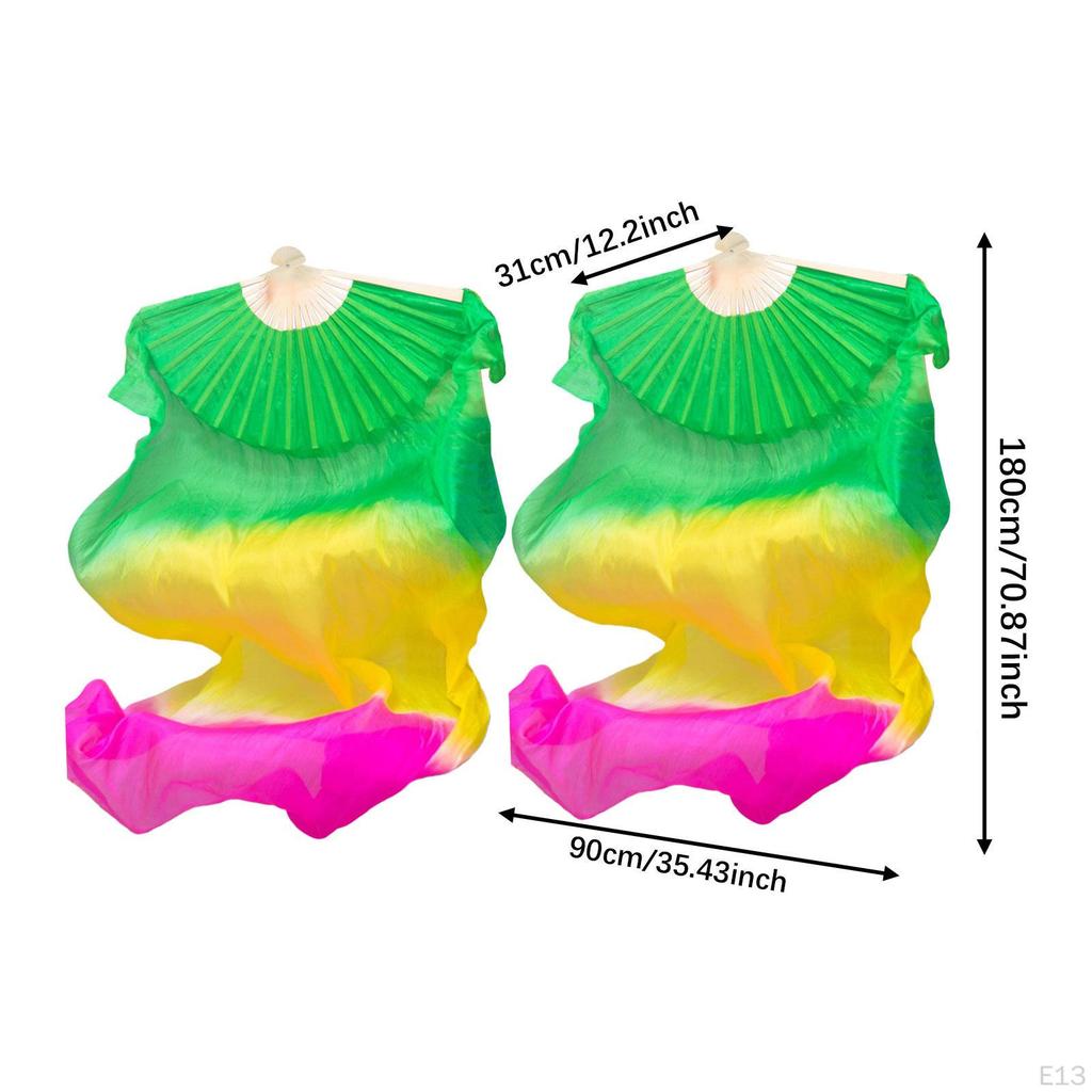 1.80m Long Silk Belly Dance Fan for Stage Performance Costume Accessories