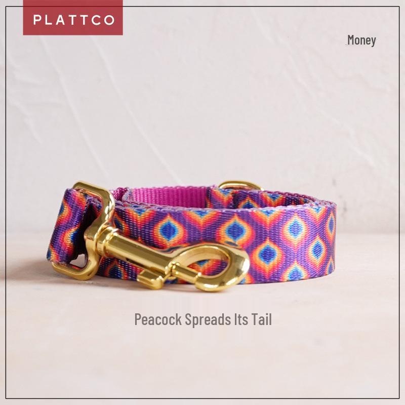 PLATTCO Dog Collar with Peacock Pattern - Imitation Nylon PDL362 XS 1.5cm (23-30cm)