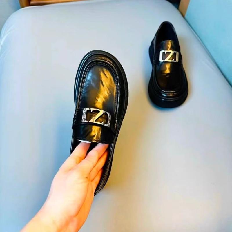 Spring New Men's Leather Doudou Shoes Versatile Set Feet One Pedal Platform Casual Leather Shoes Men