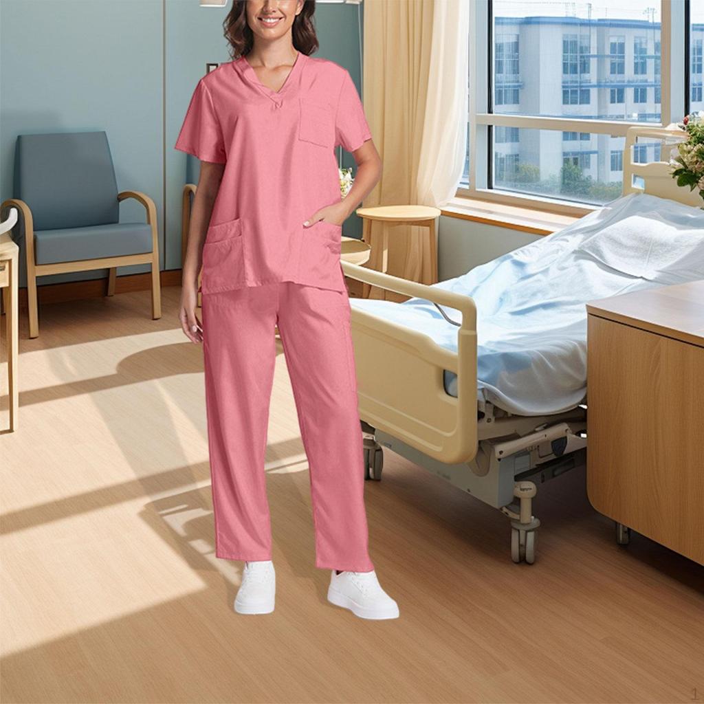 Nursing Uniforms Scrub Set Short Sleeve Work Clothes for Women