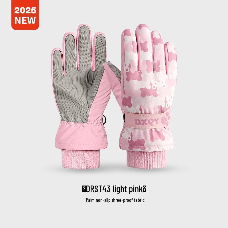 

Детские теплые водонепроницаемые зимние лыжные перчатки, нескользящие, на флисовой подкладке для катания на коньках и игр в снегу Small светло-розовый
