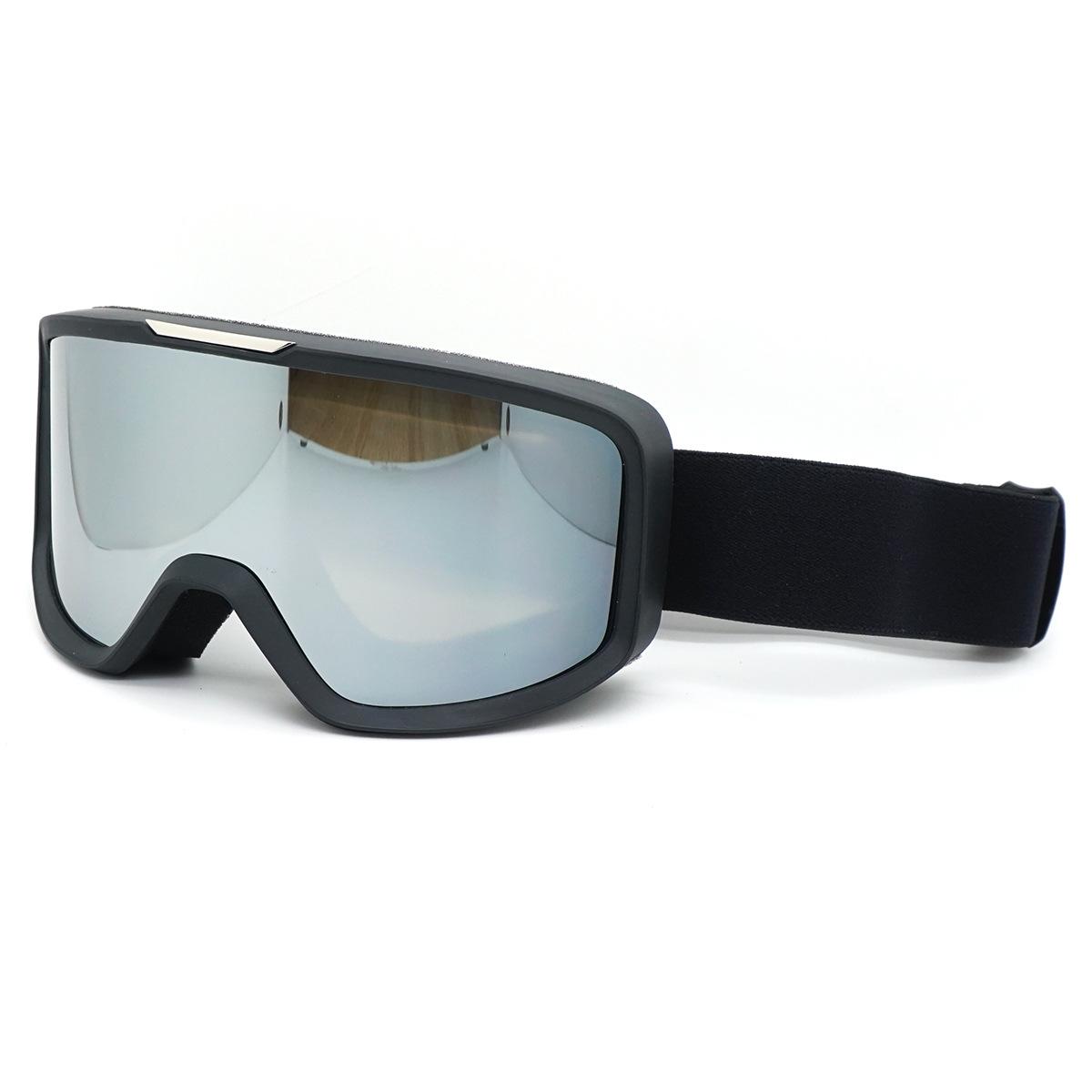 Double-layer anti-fog ski goggles, winter motorcycle windproof goggles, outdoor sports mountaineering goggles, ski goggles Black-framed electroplate