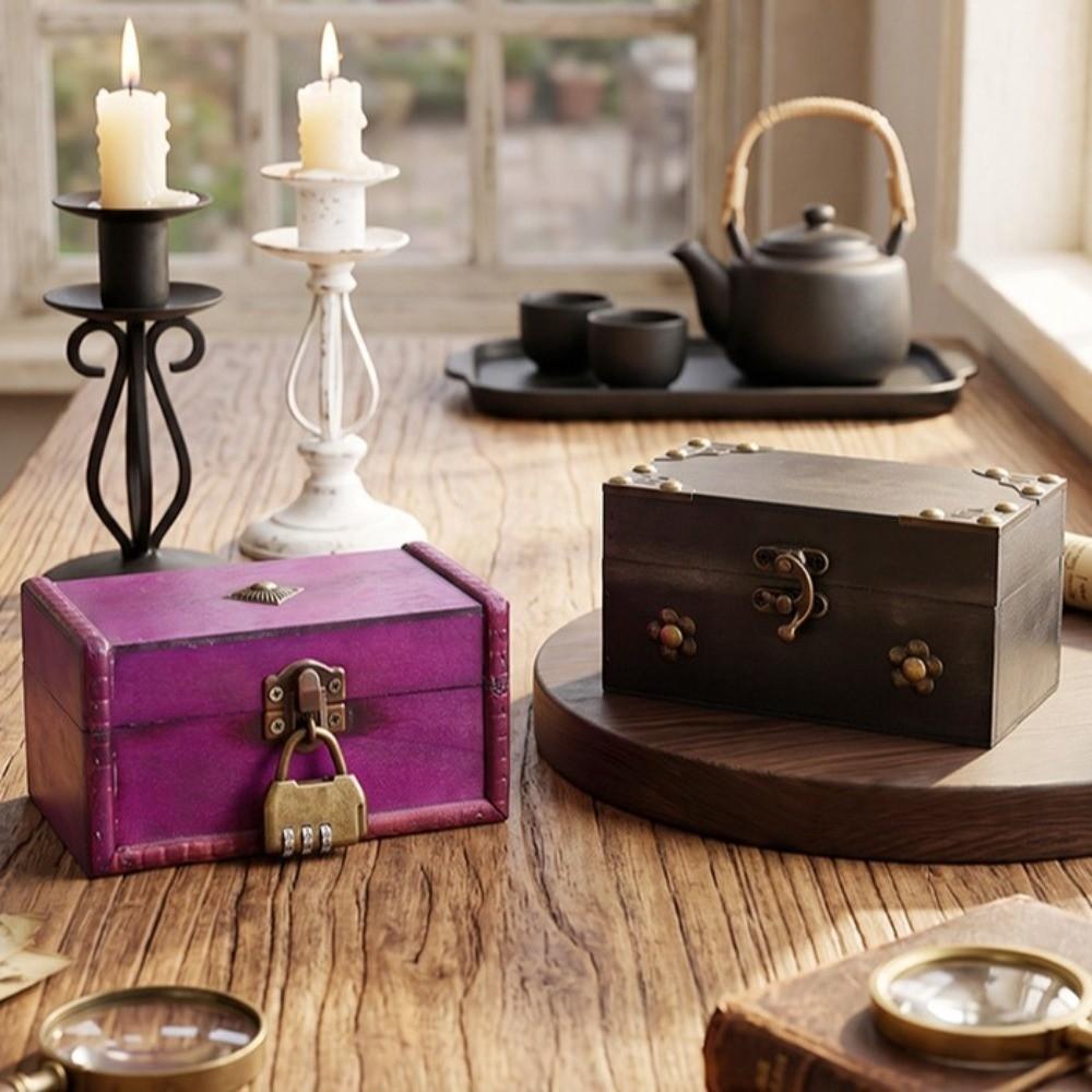 Wooden Multifunctional Treasure Chest Retro Style Collection Gift Box  Gift