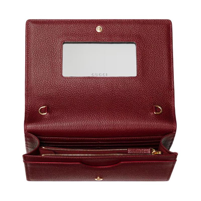Gucci Marmont brand logo chain design cowhide shoulder bag women's black