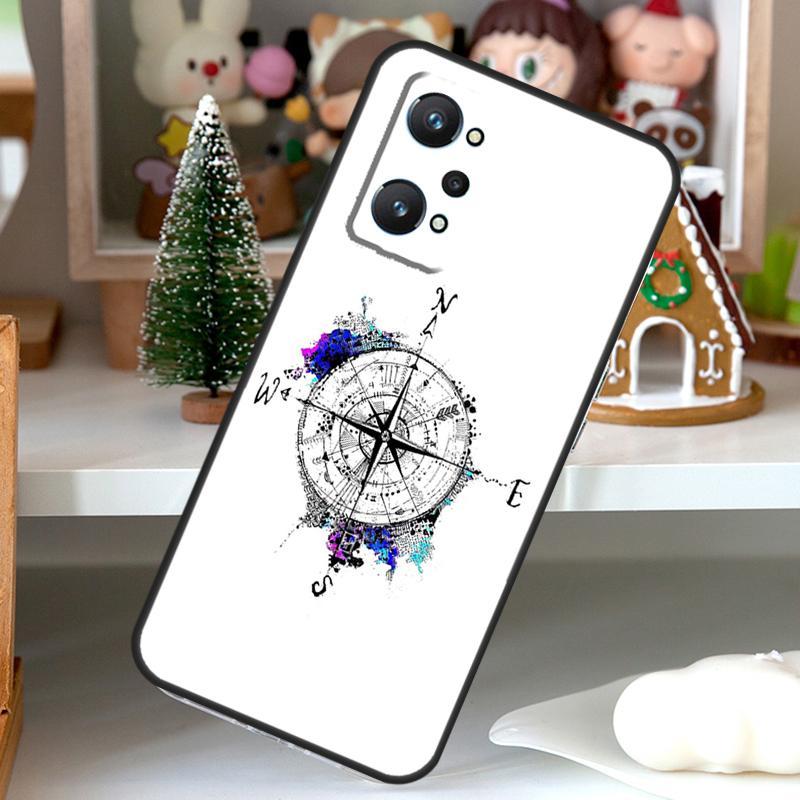 World Map Compass Nautical For OPPO Realme C55 C35 C33 C31 C30 C25 C21Y C11 GT Neo 5 3T 2T Realme 10 9 11 Pro Plus Case