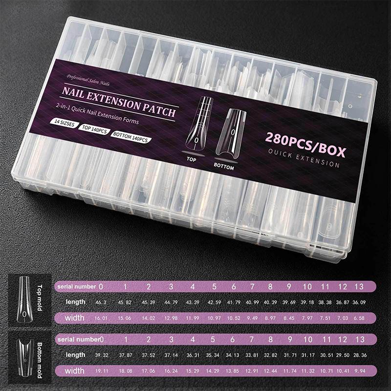 Sandwich Dual Nail Forms 280Pcs 14 Size Extensions-Dual Forms Coffin Almond Nail Forms Top Mold Bottom Mold