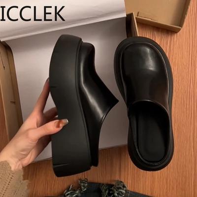 Platform Women Mules Slippers Fashion Elegant Slip On Thick Bottom Slides Shoes Ladies Casual Street Style Sandalias Shoes
