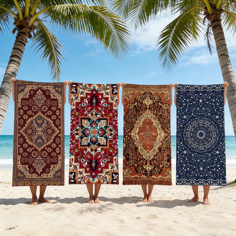 Art Persian Carpet Towel Beach Towel Travel Lightweight Skin Friendly For Pool Beach Camping Cruise Summer