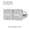 Rectangle Cut Moissanite Stud Earrings Square 14K White Gold Plated Earring