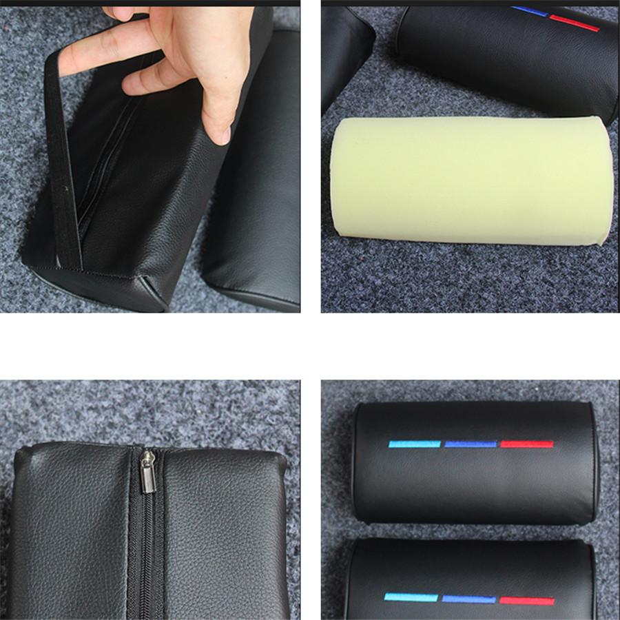 2pc PU Leather Seat Head Neck Rest Pillow for BMW Auto Pillow Headrest Pad