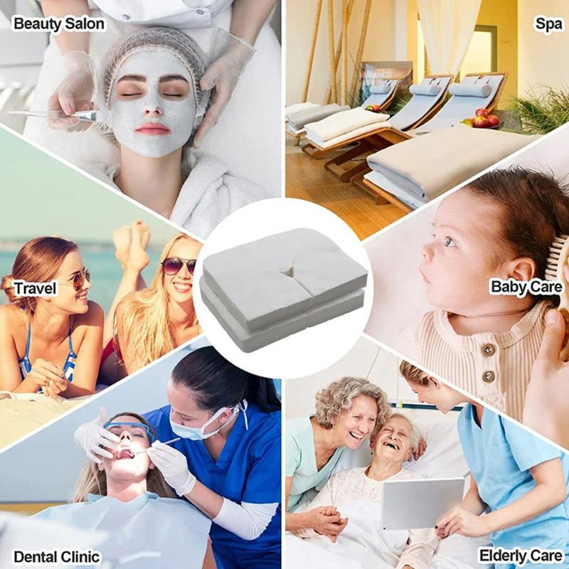 100/200 Piezas Almohadilla de Masaje Facial SPA Salón de Belleza Almohadilla Reposacabezas de Masaje Funda de Toalla de Algodón Desechable Herramienta de Cuidado de la Piel Facial