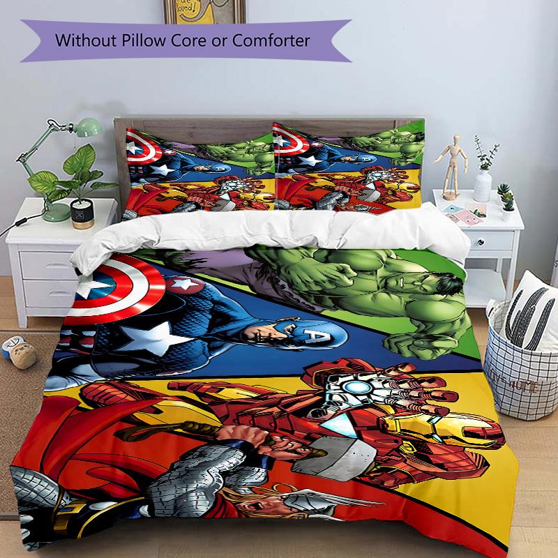 Avengers Heroes United Print 3Pcs Bedding Setduvet Cover With 2 Bedropillowcase Home Birthday Gift