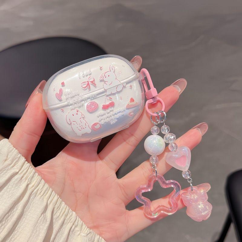 

Чехол для Redmi Redmibuds5pro True Wireless Наушники Bluetooth с шумоподавлением Чехол Противоударный Прозрачный Новый ТПУ Раздельные Чехлы для Наушников Red Rice Buds 5Pro Pink Bows rabbit + pendant