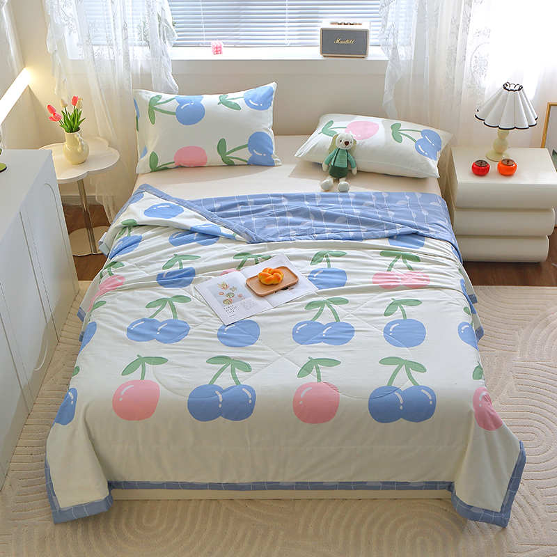 Floral Rainbow Pattern Quilt 100% Cotton Skin-friendly Comfortable Flowers Print Air Conditioning Quilt for Kids Teens Adults