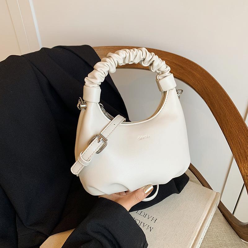 French niche texture women's bag 2025 summer new pleated handbag simple and versatile shoulder messenger bag