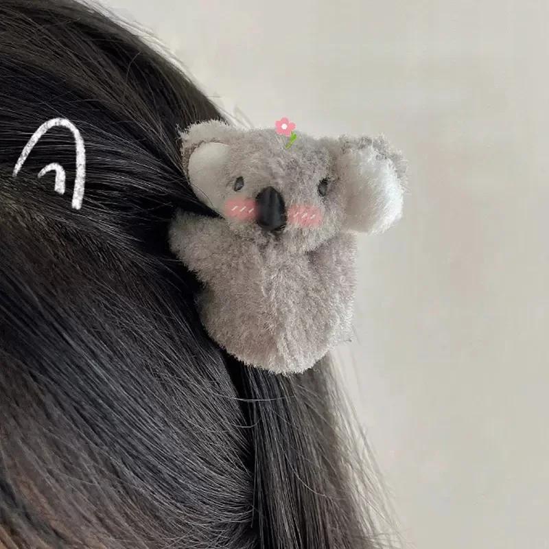 Cute Plush Koala Bear Hair Claw Clips for Girls Animal Hairpins Barrettes Headwear Soft Hair Accessories