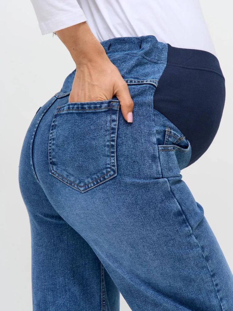 European-American Style High Waist Slim Maternity Pants: Versatile Straight-Leg Jeans for Pregnant Women