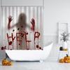 Halloween Shower Curtain, Bloody Horror Bath Curtains 72x72 In Waterproof Fabric with 12 Hooks for Home Bathroom,Halloween Cry for Help Shower