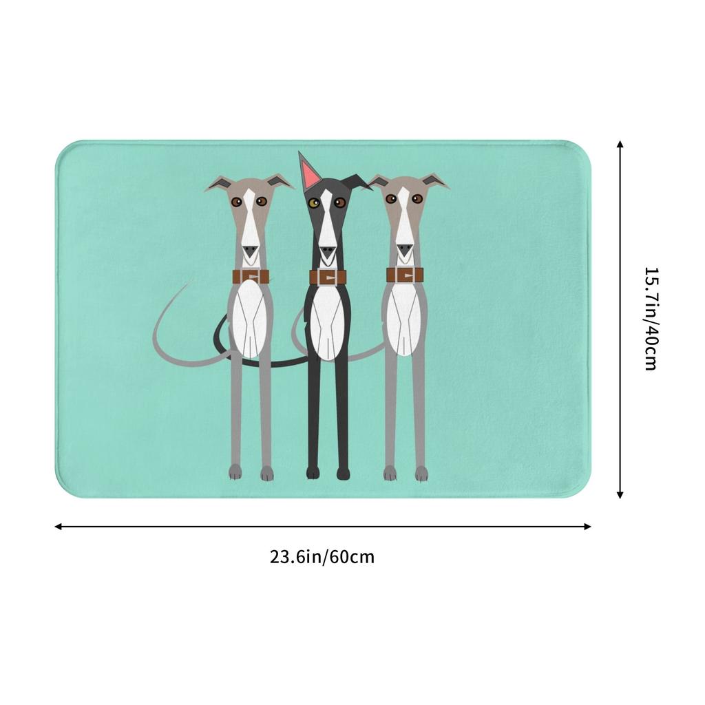 Funny Cartoon Whippet Dog Doormat Anti-Slip Bath Kitchen Mat Living Room Floor Door Entrance Carpet Rug