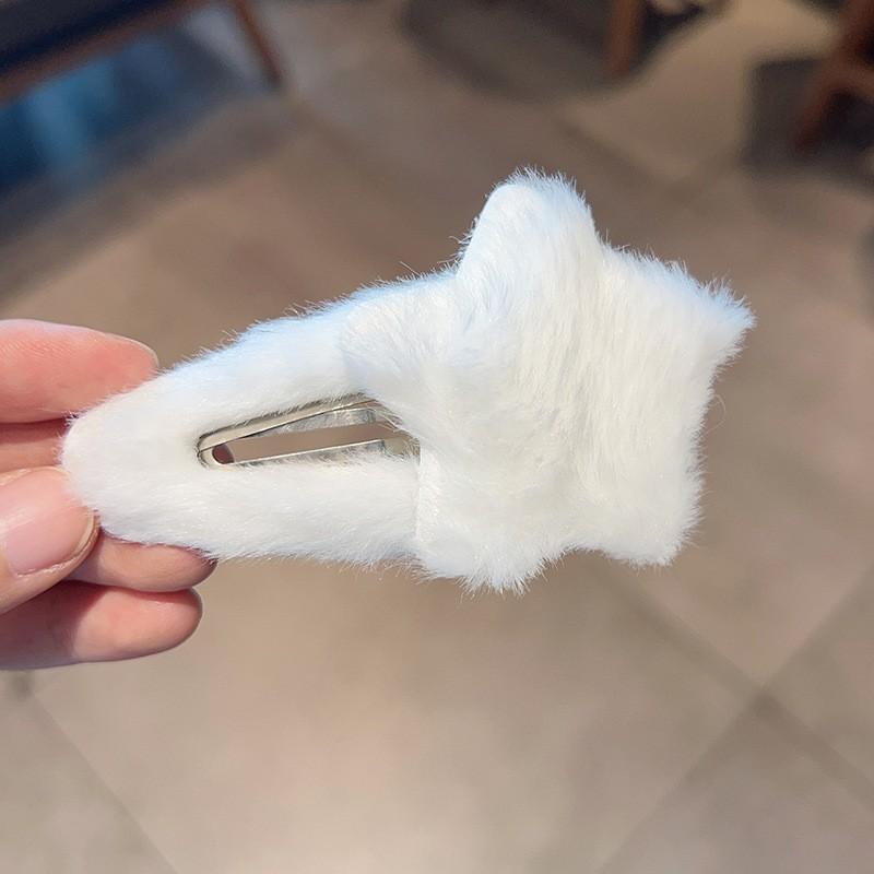 Plush Star Hair Clip for Girls Soft Fabric Covered Snap Hairpin Hair Accessory for Everyday Use and Special Occasions