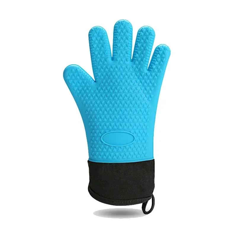 Lange Dikke Siliconen Handschoenen Hittebestendig Antislip Magnetron Ovenwanten Keuken BBQ Bakken Koken Canvas Stiksels Ovenwanten