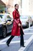 Lambskin Handmade Long Party Stylish Women Red Trench Coat  Leather Genuine