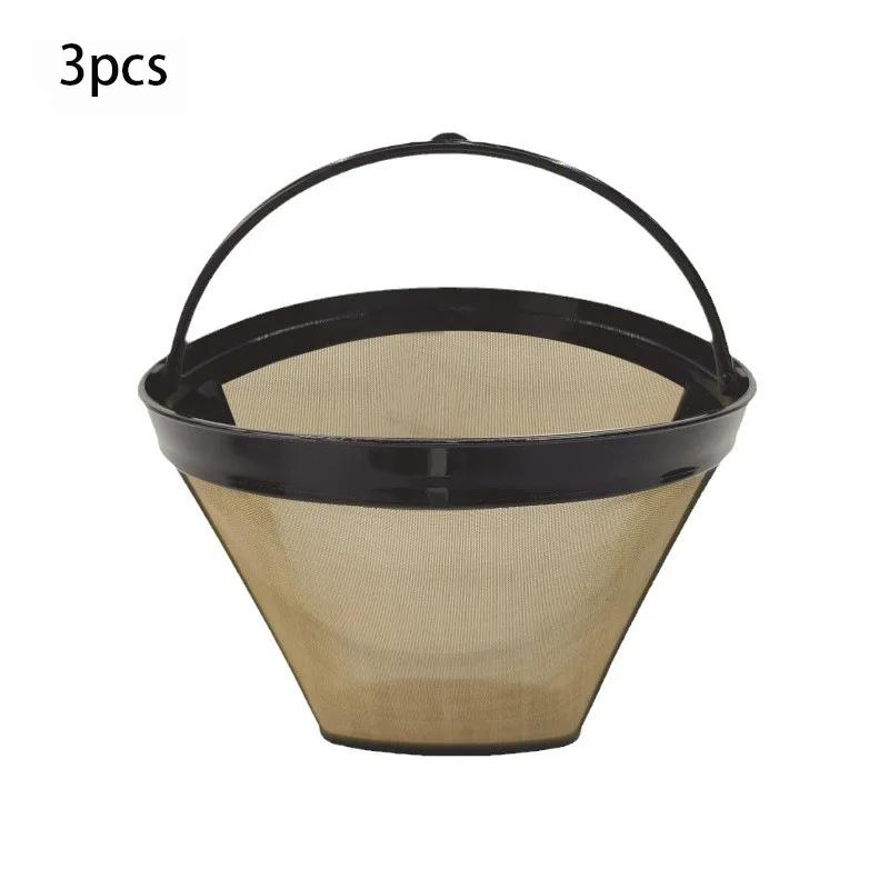 1-5pcs Cone Shape Coffee Filter Mesh Basket Stainless Steel Refillable Gold Mesh Tea Water separator Reusable Coffee Filters