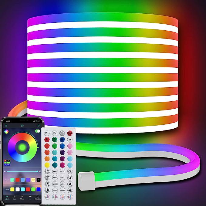 

Комплект неоновой RGB-подсветки 10 м: Управляемая по Bluetooth, Активируемая звуком, Цветная силиконовая лента для создания форм по индивидуальному заказу 20m EU