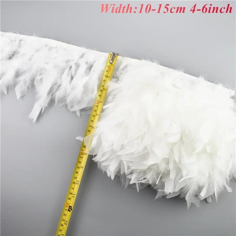 1Meters Black White Feathers for Needlework Ribbon Tape Fringe Feather Trim Pheasant Turkey Ostrich Goose Marabou Sewing Clothes