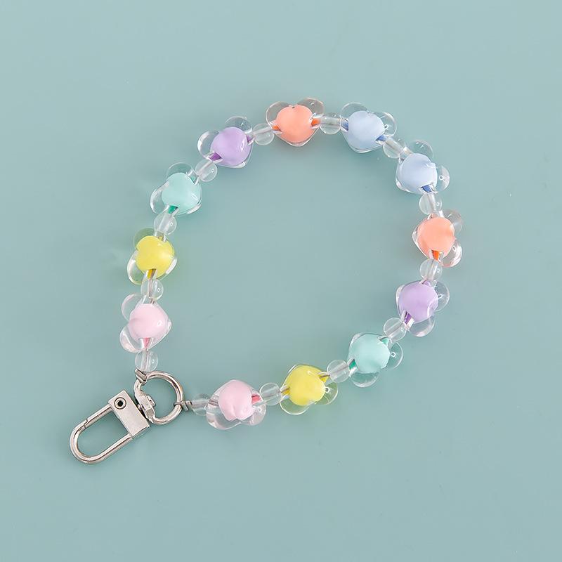 Colorful Heart Bead Car Keychain Pendant - Cute Couple Bag Accessory