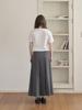 Mier Collez Lace Detail Pleats Skirt [Gray]