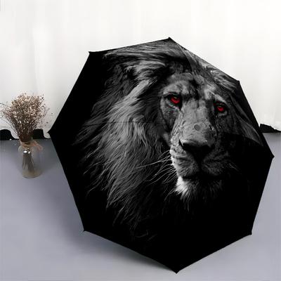 Red, Green and Yellow Lion  Pattern, Automatic Folding Umbrella, Portable and Foldable Design, 8 Ribs, a Christmas or Birthday Gift.