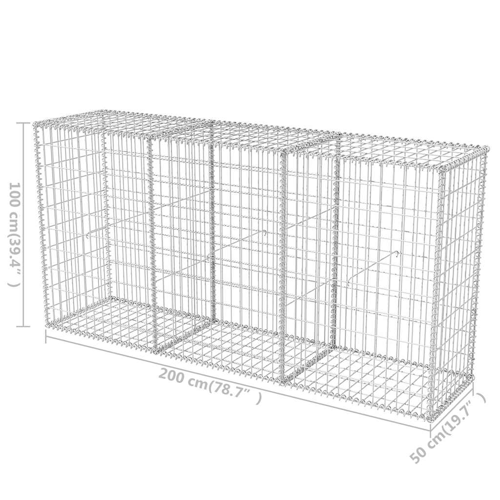 Vidaxl Gabion Basket, Galvanized Steel, 200 X 50 X 100 Cm