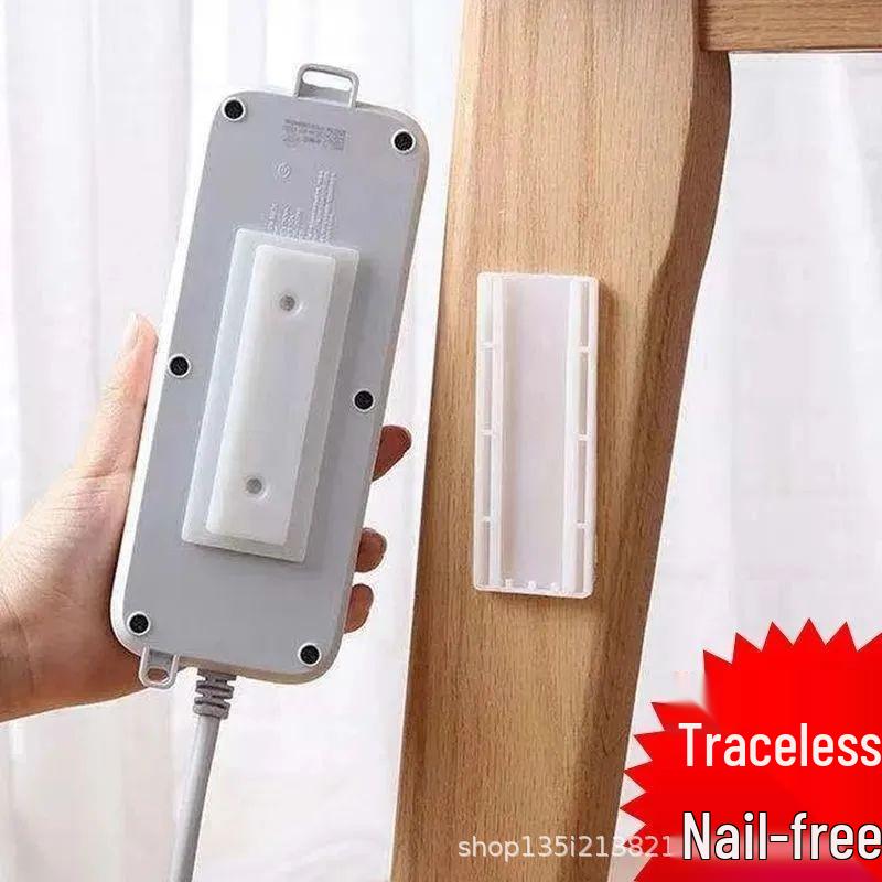 Self-Adhesive Wall Socket Holder, No-Drill Power Strip Mount, Nail-Free Traceless Paste.