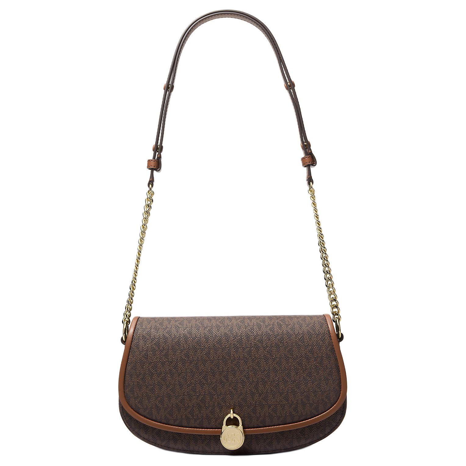 

Michael Kors MK Mila Gold Lock Decoration Chain Shoulder Strap Faux Leather Underarm Shoulder Bag Medium Women shoulder bag 35T5GIMM8B-BROWN Shopping Bag Set(Basic Set+Shopping Bag)